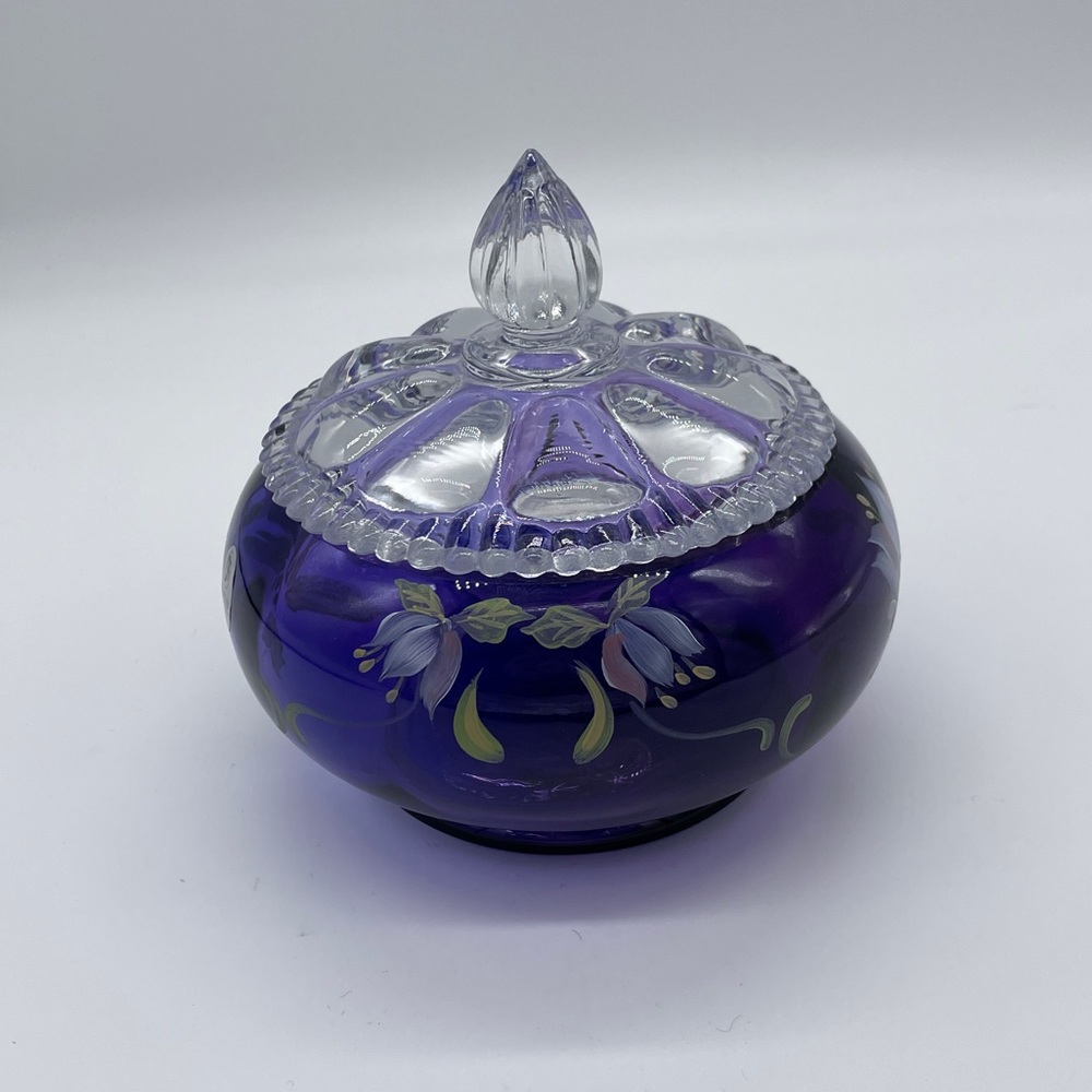 Fenton hand-painted royal purple bowl.